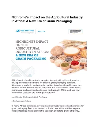 Nichromes Impact on the Agricultural Industry in Africa A New Era of Grain Packaging