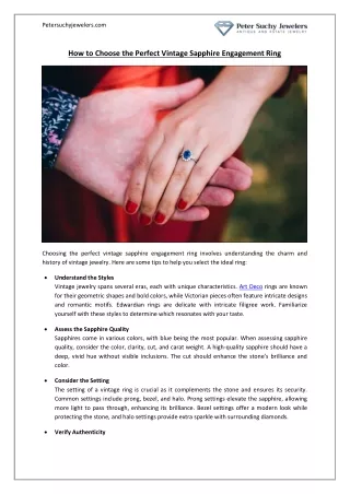 Tips to Choose the Perfect Vintage Sapphire Engagement Ring | Peter Suchy Jewele