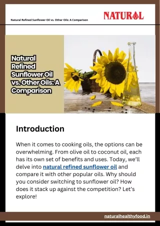 Natural Refined Sunflower Oil vs. Other Oils A Comparison