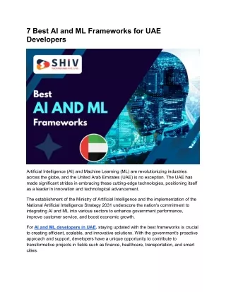 Leading AI and ML Frameworks for UAE Development Teams