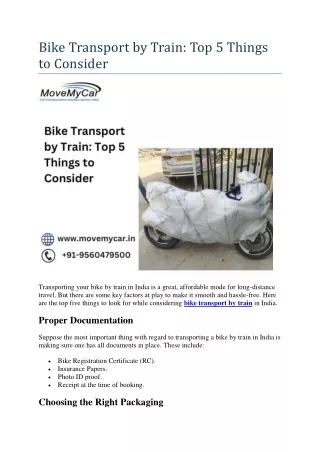 Bike Transport by Train: Top 5 Things to Consider