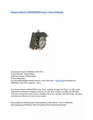 General Electric WE04X22654 Dryer Timer HnKparts