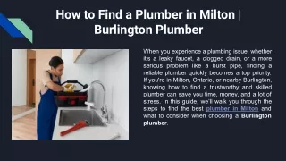 How to Find a Plumber in Milton | Burlington Plumber