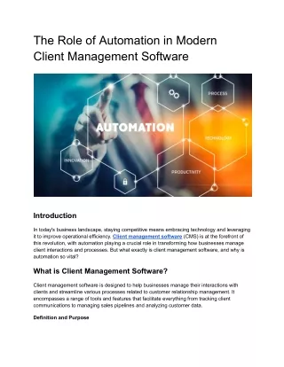 The Role of Automation in Modern Client Management Software