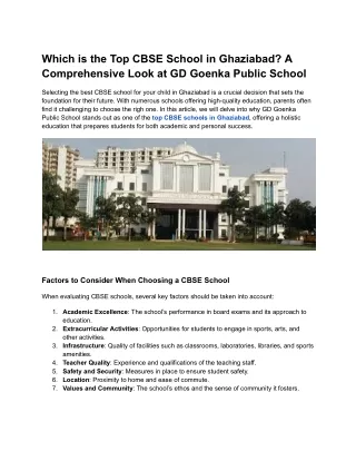 Which is the Top CBSE School in Ghaziabad