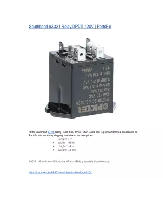 Southbend 93321 Relay,DPDT 120V  PartsFe