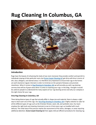 Rug Cleaning In Columbus, GA