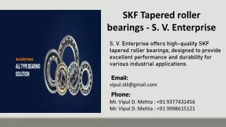 SKF Tapered roller bearings - S. V. Enterprise