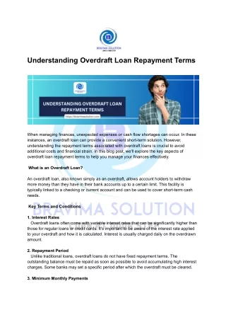 Understanding Overdraft Loan Repayment Terms