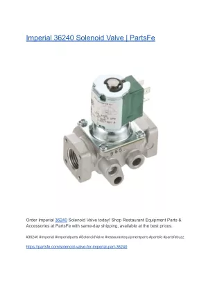 Imperial 36240 Solenoid Valve - PartsFe