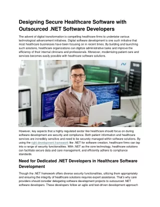 Create Secure Healthcare Solutions with Outsourced .NET Programmers