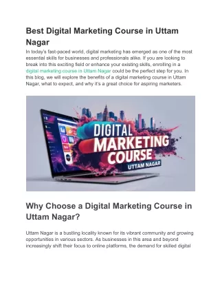 Best Digital marketing course in uttam nagar