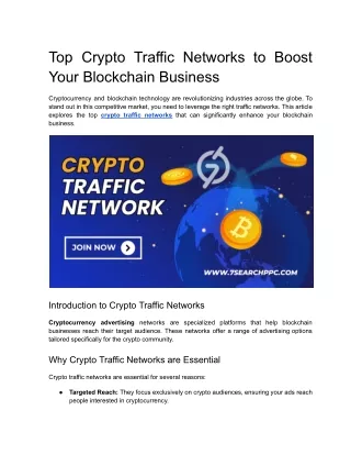 Top Crypto Traffic Networks to Boost Your Blockchain Business