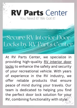 Secure RV Interior Door Locks RV Parts Center