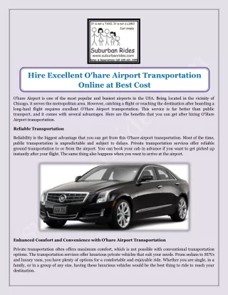 Hire Excellent O'hare Airport Transportation Online at Best Cost