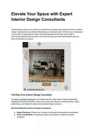 Elevate Your Space with Expert Interior Design Consultants