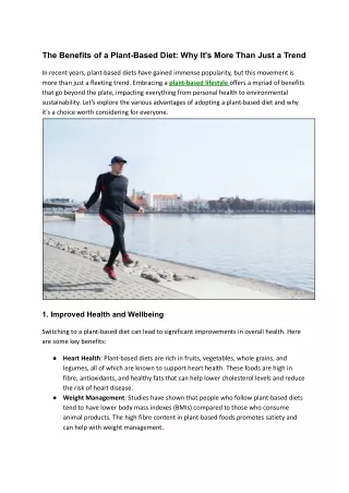 The Benefits of a Plant-Based Diet : Why It's More Than Just a Trend