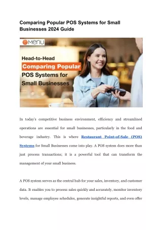 Comparing Popular POS Systems for Small Businesses 2024 Guide