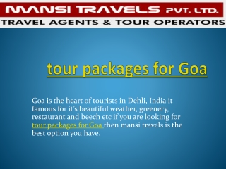 Tour packages for Goa