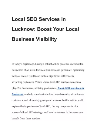 Local SEO Services in Lucknow_ Boost Your Local Business Visibility