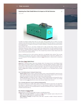 Exploring How Chakr Sheild Works & Its Impact on DG Set Emissions