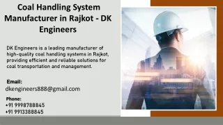 Coal Handling System Manufacturer in Rajkot - DK Engineers