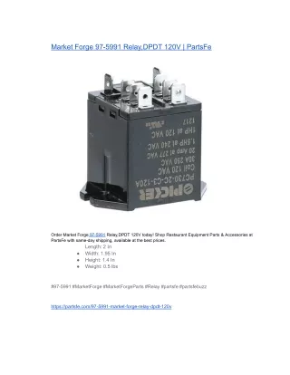 Market Forge 97-5991 Relay,DPDT 120V  PartsFe