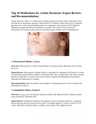Top 10 Medications for Actinic Keratosis