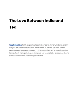 Tea in Indian Literature and Arts.