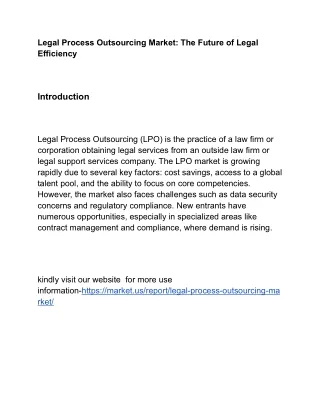 Legal Process Outsourcing Market: The Game Changer
