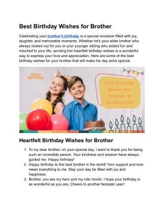 Best Birthday Wishes for Brother