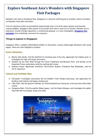 Explore Southeast Asia's Wonders with Singapore Visit Packages