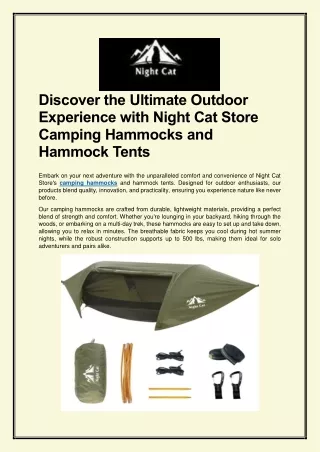 Discover the Ultimate Outdoor Experience with Night Cat Store Camping Hammocks and Hammock Tents