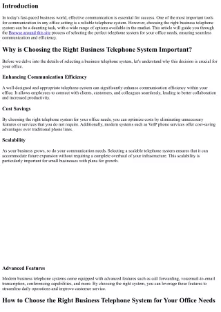 How to Choose the Right Business Telephone System for Your Office Needs
