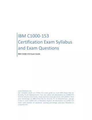 IBM C1000-153 Certification Exam Syllabus and Exam Questions