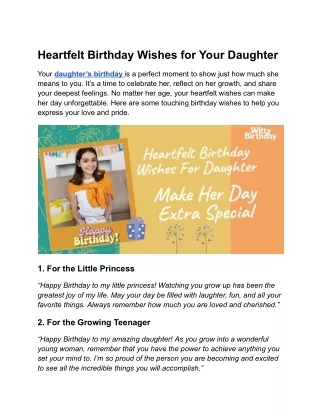 Heartfelt Birthday Wishes for Your Daughter