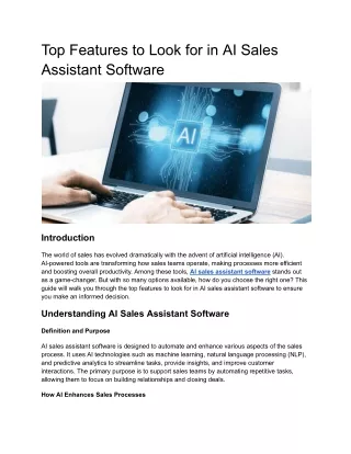 Top Features to Look for in AI Sales Assistant Software