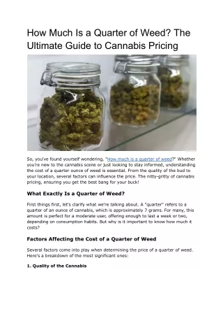 How Much Is a Quarter of Weed_ The Ultimate Guide to Cannabis Pricing