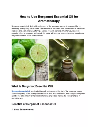 How to Use Bergamot Essential Oil for Aromatherapy