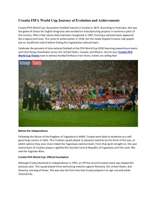 Croatia FIFA World Cup Journey of Evolution and Achievements