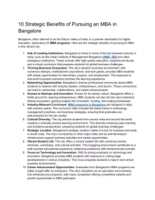 10 Strategic Benefits of Pursuing an MBA in Bangalore (1)
