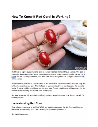 How To Know If Red Coral Is Working