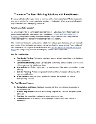 Transform The Best Painting Solutions with Paint Maestro