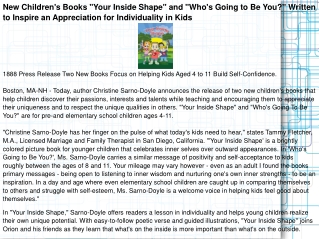 New Children's Books "Your Inside Shape" and "Who's Going