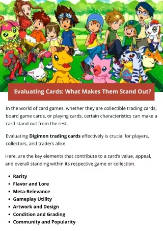 Evaluating Cards What Makes Them Stand Out