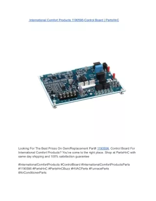International Comfort Products 1190596-Control Board _ PartsHnC