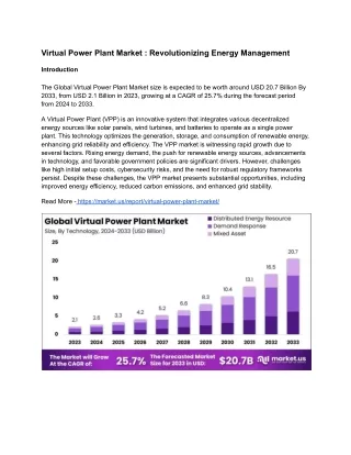 Virtual Power Plant Market: Seamless Energy Integration