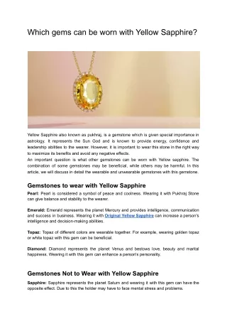 Which gems can be worn with Yellow Sapphire (1)