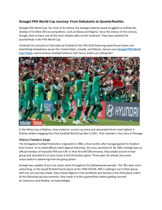 Senegal FIFA World Cup Journey From Debutants to Quarter-Finalists