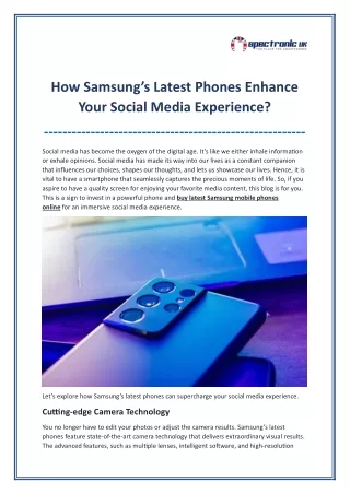 How Samsung Latest Phones Enhance Your Social Media Experience